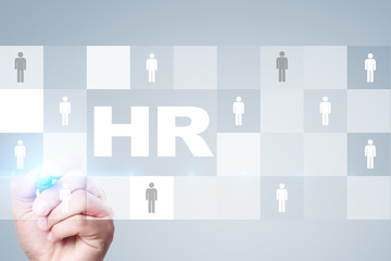 Obraz premium Human resource management, HR, recruitment, leadership and teambuilding. Business and technology concept.