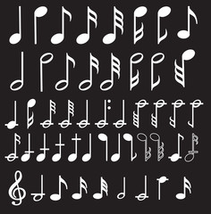 Music note background with music symbol icon collection