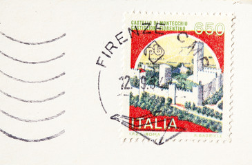 Fototapeta na wymiar Alte Abgestempelte Italienische Briefmarke