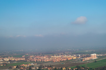 Bologna City viewed from a plane