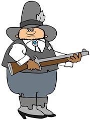 Obraz premium Illustration of a cartoon sheriff wearing boots and a vest holding a rifle.