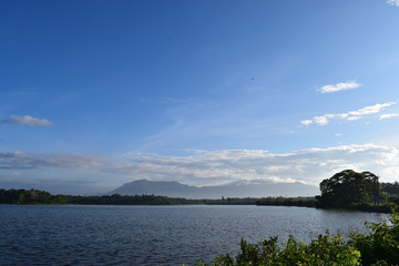 EVENING MOUNTAIN VIEW ON LAKE