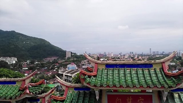 View from kekloksi tempel over the cityscape of Penang city, the Georgetown, in Malaysia