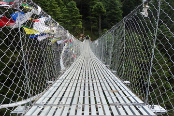 Obraz premium Suspension bridge in Tengboche, Everest Base Camp trek, Nepal