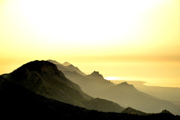 Beautiful sunrise mountain landscape