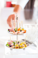 Cocktail table at the wedding ceremony