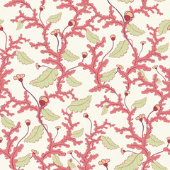 Pink Branches Seamless Botanical Pattern