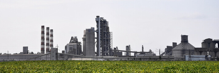 Panorama of the territory of the cement plant. Kamenets-Podolsky. Ukraine.