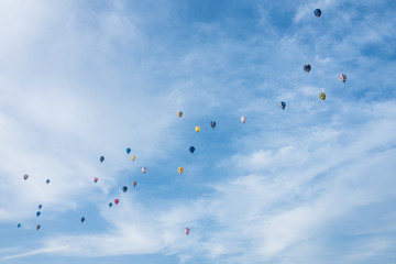 Hot air balloons rising over Dubai