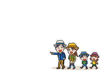 ハイキングに行く家族のメッセージ素材