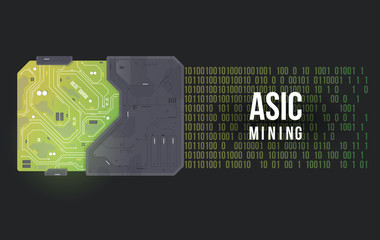 ASIC mining abstract background. High tech circuit board vector illustration. Abstract futuristic chip.