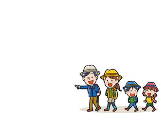 ハイキングに行く家族のメッセージ素材