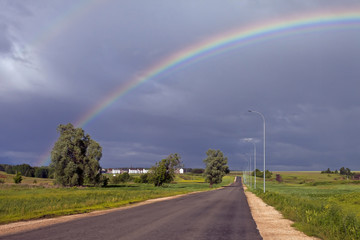 a great rainbow in the sky