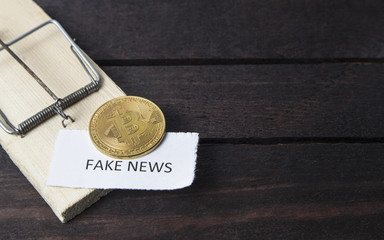 mouse trap, bitcoin and the word: fake news.