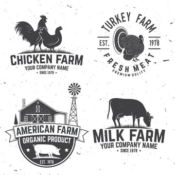 Chicken Farm Badge or Label. Vector illustration.
