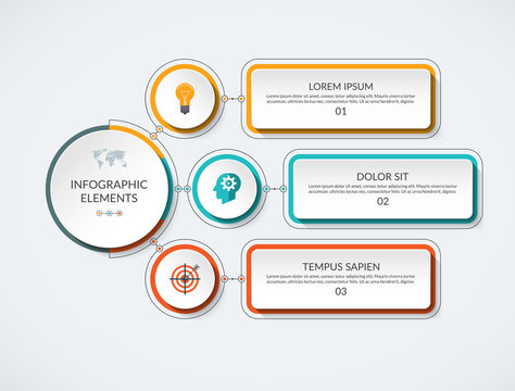 Infographic Flow Chart. Modern Minimalistic Vector Template With 3 Options. Can Be Used As Diagram, Graph, Table, Workflow Layout For Web, Report, Business Presentation