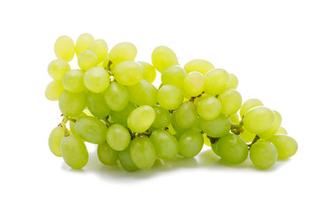 Ripe bunch green grapes isolated on the white background