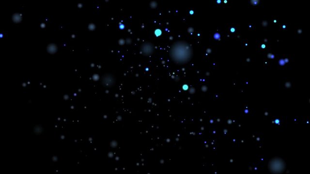 Abstract 4K CGI motion background with blue and turquoise particles slowly moving