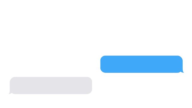 typing text message, sending messages using mobile chat, message bubble for custom text on white screen, 4K seamless loop animation