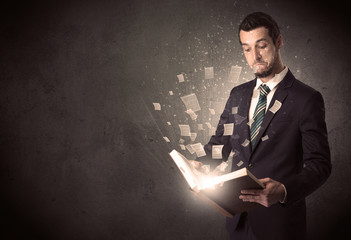 Man reading book.