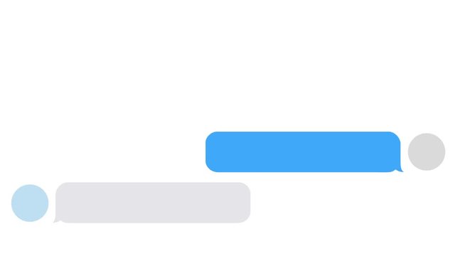 typing text message, sending messages using mobile chat, message bubble for custom text on white screen, 4K seamless loop animation