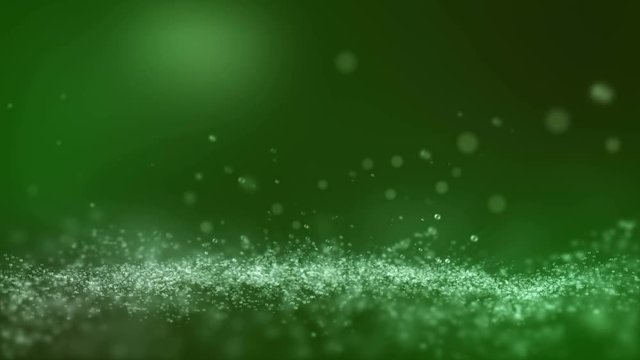 Animation ,motion abstract background with white pattern particles on dark green background.