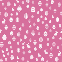 Seamless Easter Pattern with eggs and rabbit. Vector.
