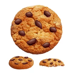 Foto op Plexiglas Chocolate chip cookies 3d photo realistic vector © La Gorda