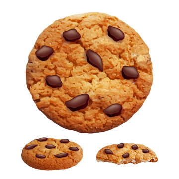 Chocolate chip cookies 3d photo realistic vector