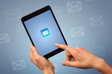 Female holding tablet