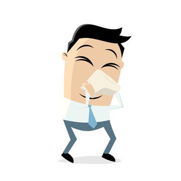 sneezing man with handkerchief clipart