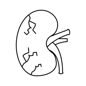cartoon human kidney sick character vector illustration outline design