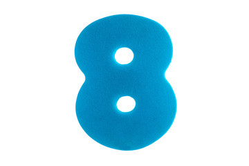 digit eight of the textured blue material on a white background