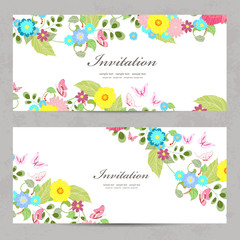 Fototapeta na wymiar cute floral invitation cards for your design