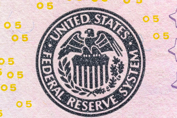 Obraz premium fragment of a banknote five American dollars