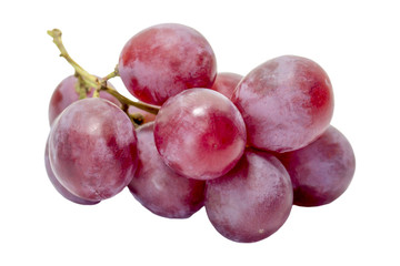 Red grapes cooked on white back ground.