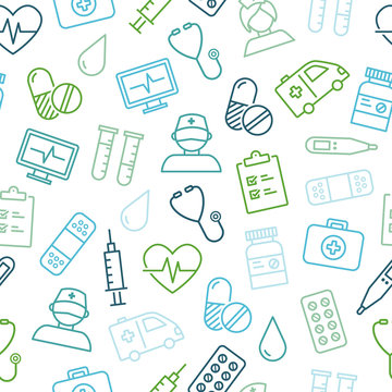 Medical Icons Seamless Pattern