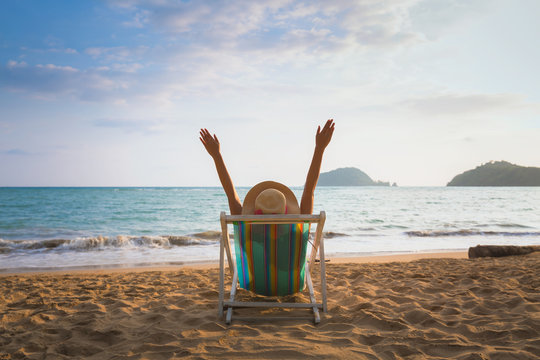 Woman on beach in summer