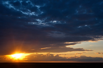Amazing sky at sunset in Kazakhstan