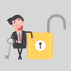 Businessman with opened padlock.
Isolate. Easy background remove. Easy color change. Easy combine! For custom illustration contact me.