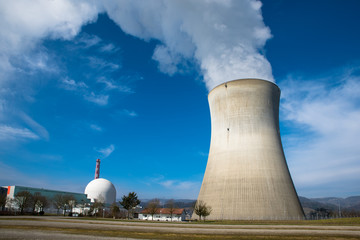 nuclear power station with a cooling tower