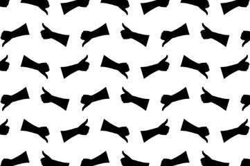 Hand - thumb up - thumbs down - vector pattern - black and white