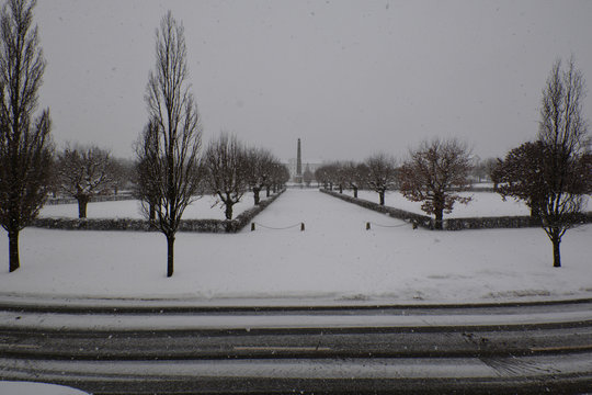 Schneesturm am Circus in Putbus