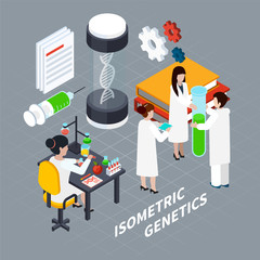 Science And Genetics Isometric Concept
