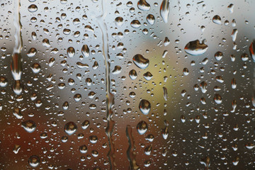 Rain drops on window , rainy day