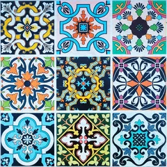 Papier Peint photo Tuiles marocaines motifs de carreaux de céramique du Portugal.