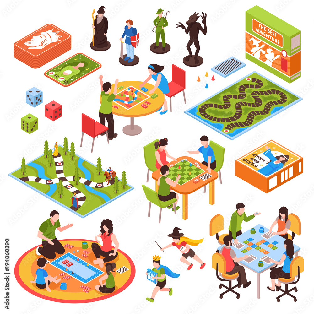 Canvas Prints board games people isometric set