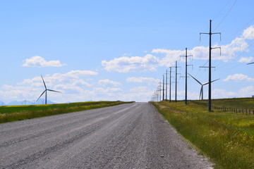 Open road through fields