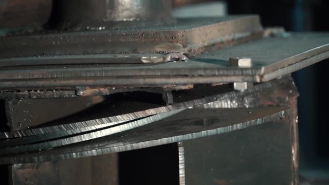 Hydraulic press on manufacture. Clip. Hydraulic press process. Create curved shaped parts with a hydraulic press