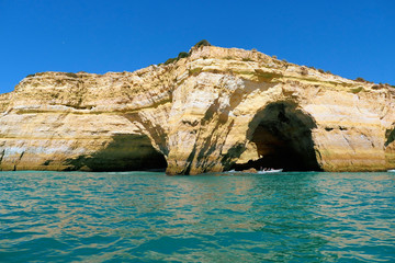 Fototapeta premium Algarve, boat trip along the coast in Benagil to grottos and caves